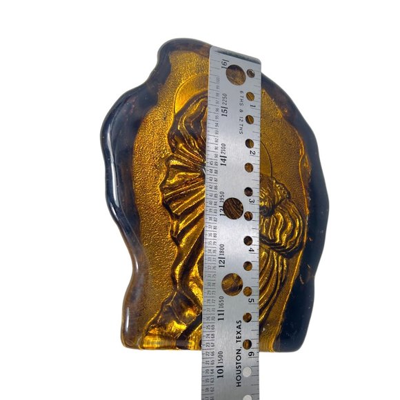 St. Joseph With Baby Jesus Etched 3D Bronze Look Glass Paperweight - Picture 8 of 10